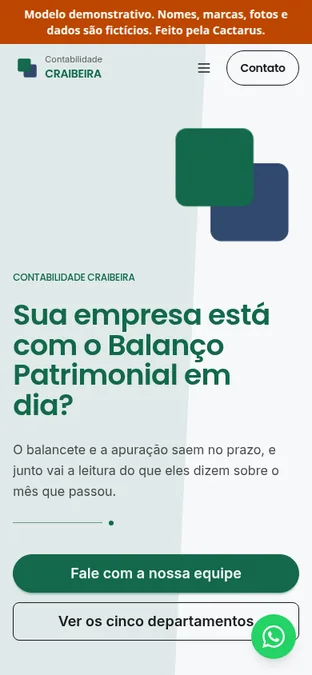 A mesma página no celular
