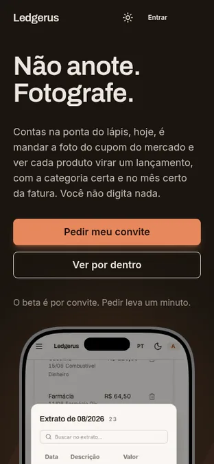 A mesma página no celular