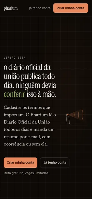A mesma página no celular